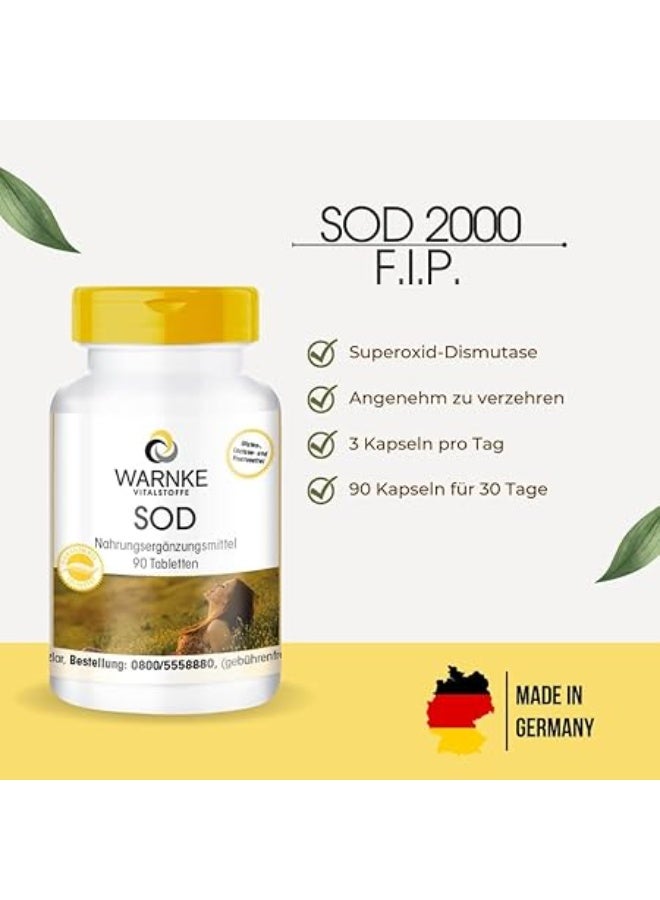 وارنكي للمكملات الغذائية SOD – سوبر أوكسيد ديسميوتاز – 2000 وحدة F.I.P. – يدعم الدفاع المضاد للأكسدة وصحة الخلايا – 90 قرصًا – صنع في ألمانيا - Image 2